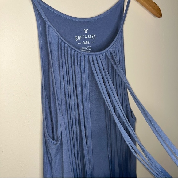 American Eagle Outfitters Soft & Sexy Blue Ombré Fringed Tank Size Small - Picture 5 of 11